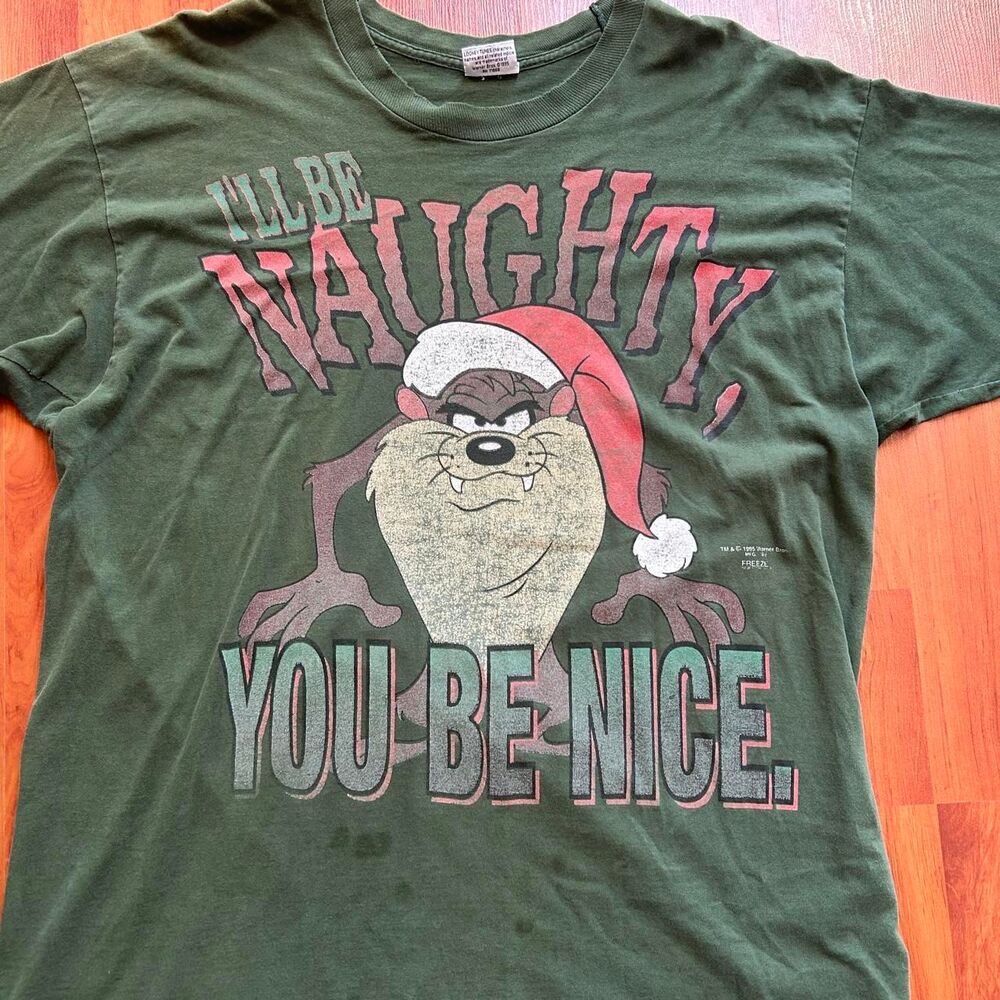 Vintage 1995 Warner Bros. Looney Tunes Taz Christmas adult funny joke T-shirt